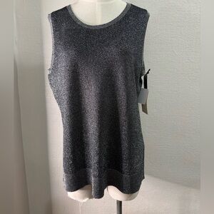 EMALINE Sleeveless Black/ Gray metallic Tank Top Women’s Size Large NWT